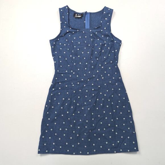 Vintage I.N. San Francisco Mini Dress Women's Size XS 90s Blue Daisy Teen - Picture 1 of 4